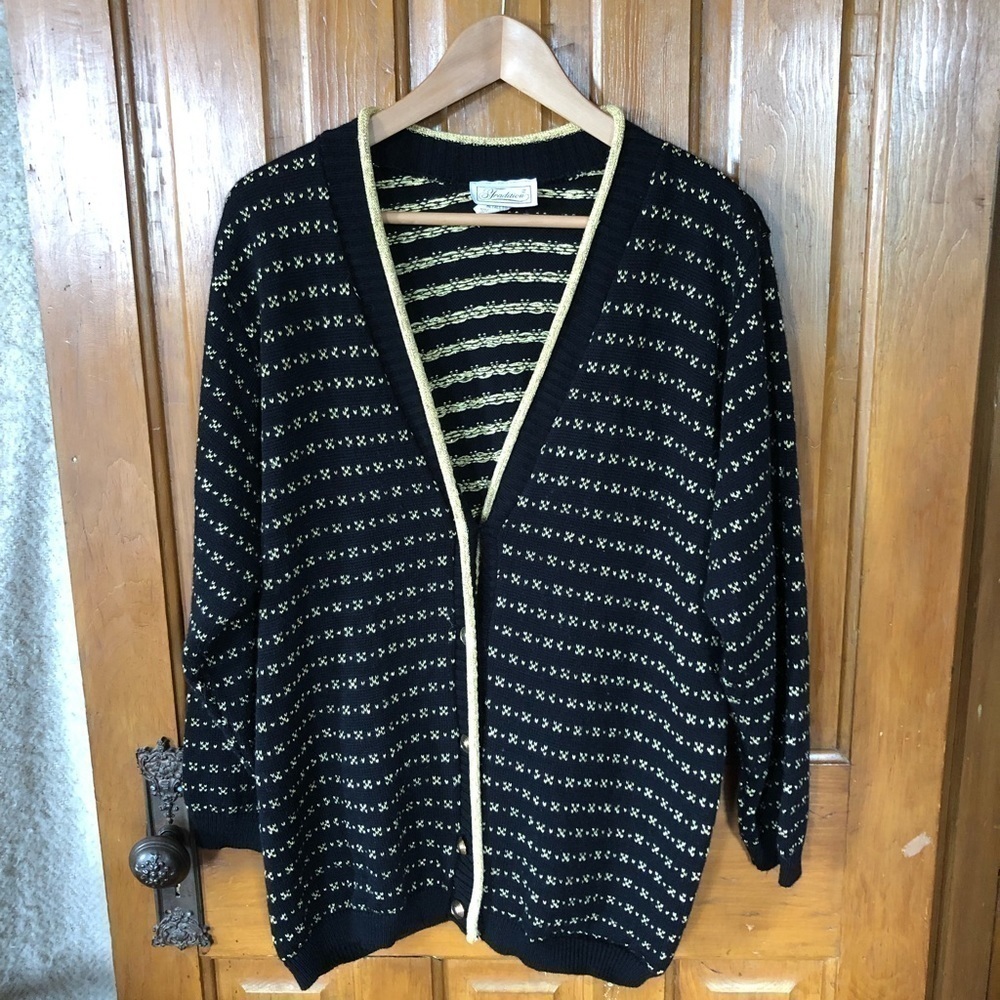 Vtg Gold and Black Cardigan